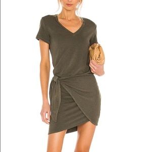 Monrow Faux Wrap Skirt dress Olive Army Green size M